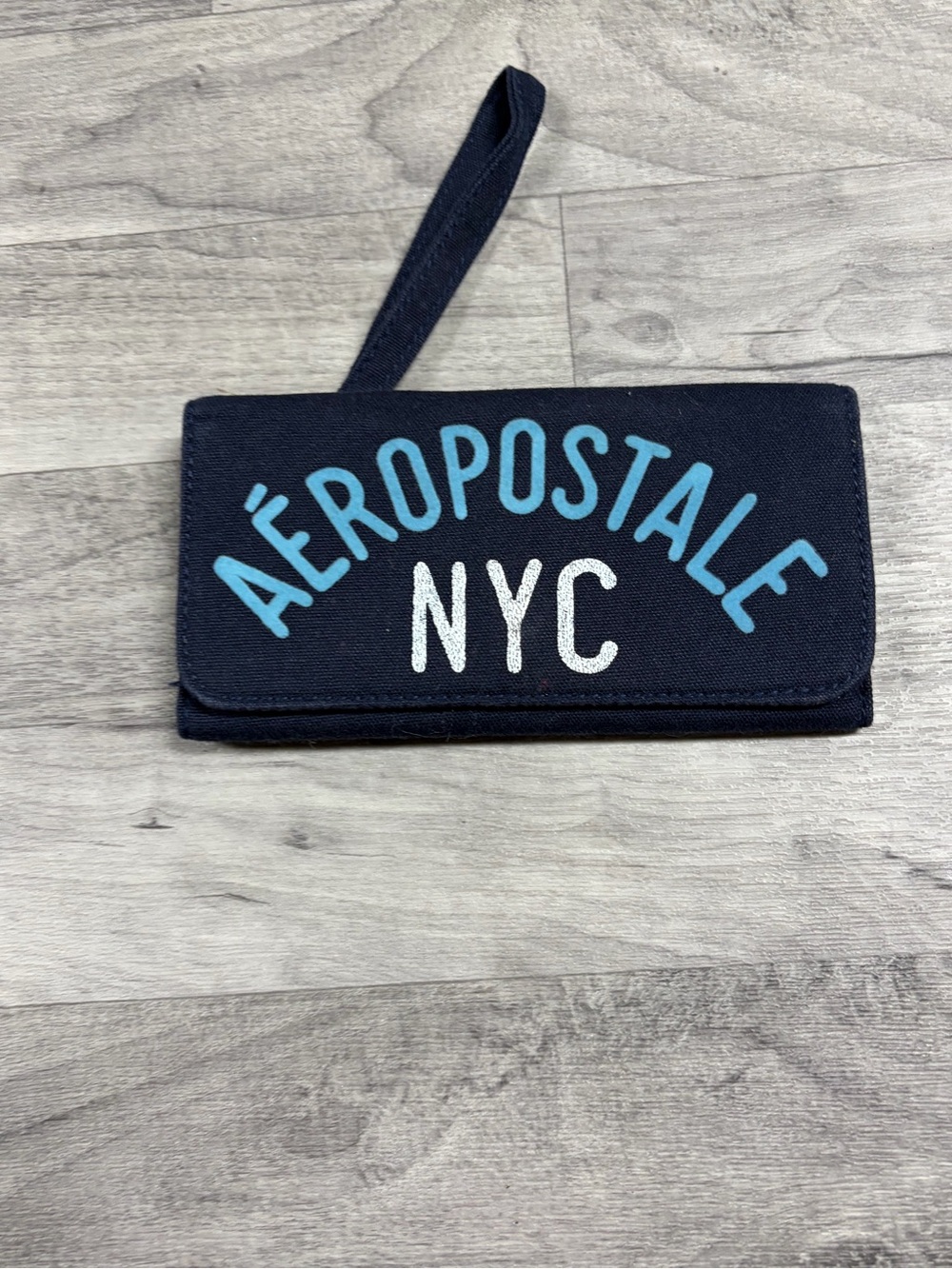 Aeropostale Kids Navy Wallet Wristlet with Light Blue and White Logo